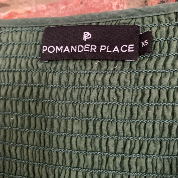 Pomander Place Jaguar Green Ceci Tiered Smocked Dress Long Sleeve Sz XS - Picture 6 of 15